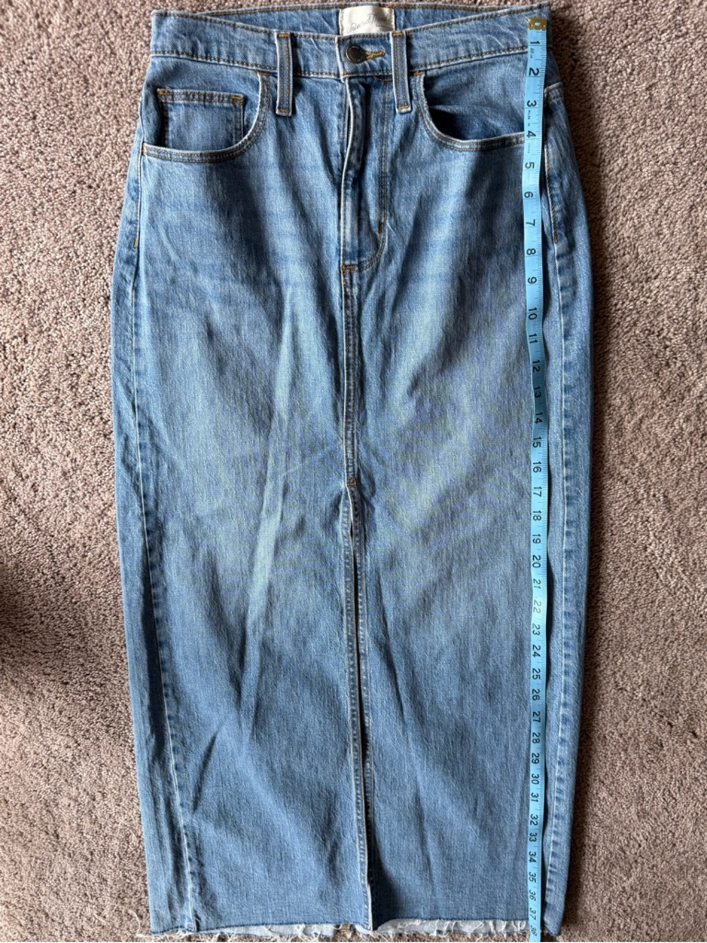Universal Thread Denim Maxi Skirt Size 4 Front Slit NWOT - Picture 3 of 6